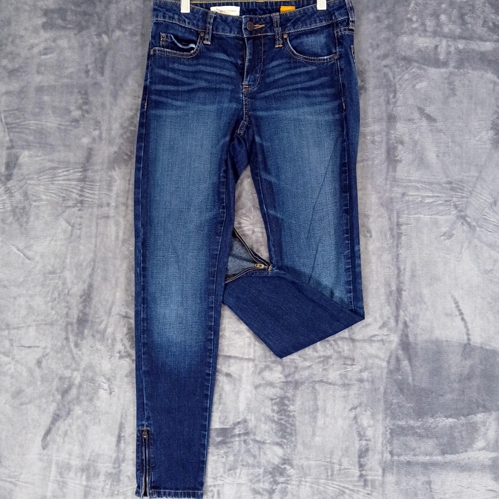 Pilcro And The Letterpress Jeans Womens 27 Blue Low Rise Straight Ankle Zip